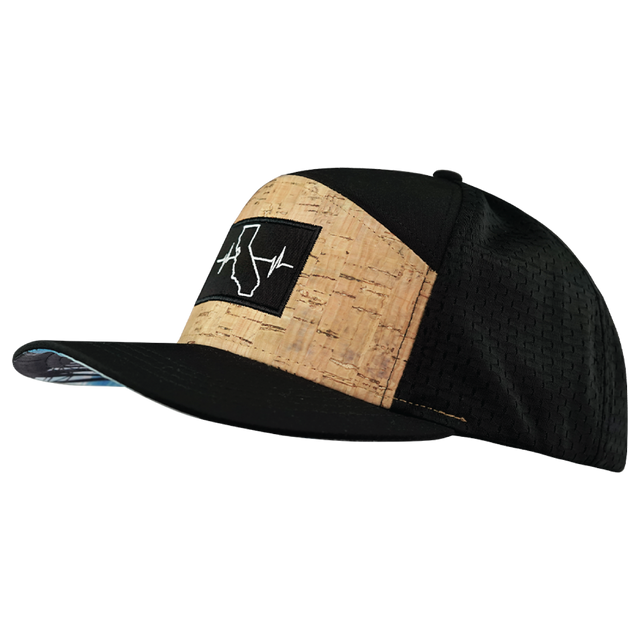 California Hat, Flat Bill, Snapback Hat, Cork, Black, Mens Hat, Womens Hat, Side Picture