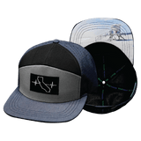 California Hat, Flat Bill, Snapback Hat, Navy, Gray, Black, Mens Hat, Womens Hat, Main Picture