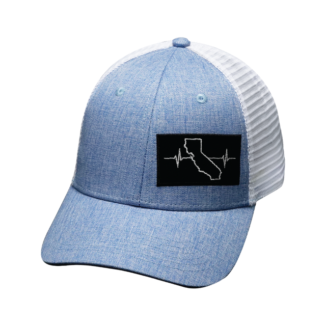 California Hat, Low Profile, Snapback Hat, Blue, White, Mens Hat, Womens Hat, Front Picture 