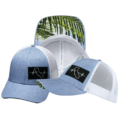 California Hat — Low Profile, Blue / White, Trucker Mesh