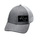 California Hat, Low Profile, Snapback Hat, Heather Gray, White, Mens Hat, Womens Hat, Front Picture 