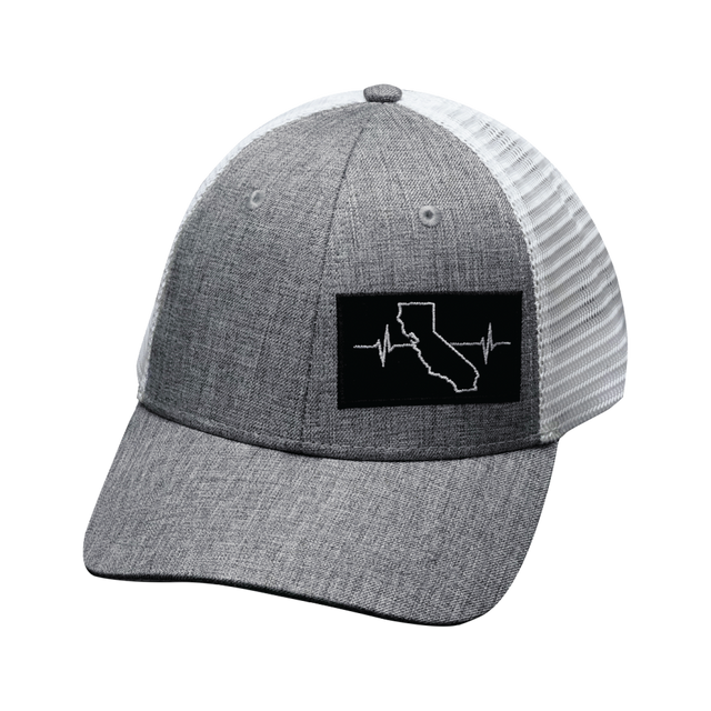 California Hat, Low Profile, Snapback Hat, Heather Gray, White, Mens Hat, Womens Hat, Front Picture 