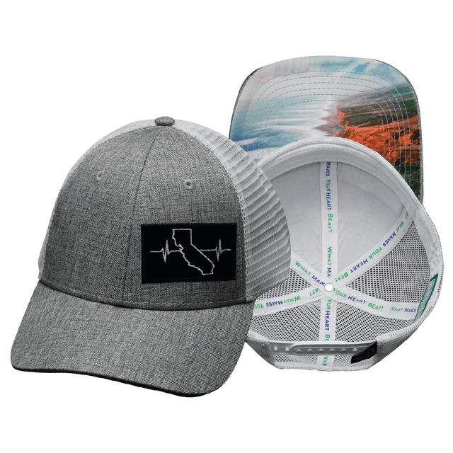 California Hat, Low Profile, Snapback Hat, Heather Gray, White, Mens Hat, Womens Hat, Main Picture 