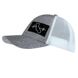 California Hat, Low Profile, Snapback Hat, Heather Gray, White, Mens Hat, Womens Hat, Side Picture 