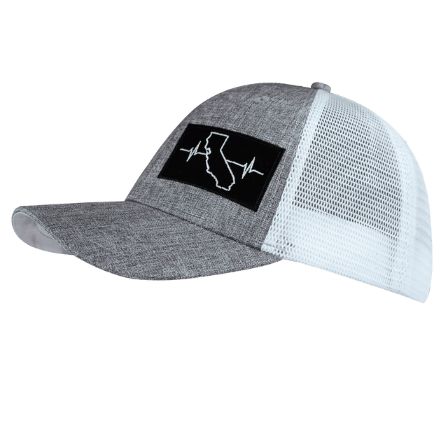 California Hat, Low Profile, Snapback Hat, Heather Gray, White, Mens Hat, Womens Hat, Side Picture 