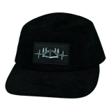 Camping Hat, 5 Panel Hat, Snapback, Black, Mens Hat, Womens Hat, Front Picture