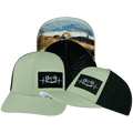 Camping Hat - Baseball Hat Fit - Sage / Black - Laser Mesh