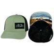 Camping Hat, Baseball Hat, Snapback Hat, Sage, Black, Mens Hat, Womens Hat, Main Picture