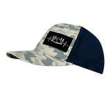 Camping Hat, Baseball Hat, Snapback Hat, Gray Camo, Navy, Mens Hat, Womens Hat, Side Picture