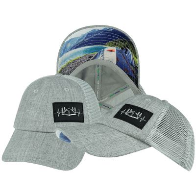 Camping Hat — Low Profile, Dad Hat, Heather Gray / Gray, Soft Trucker Mesh