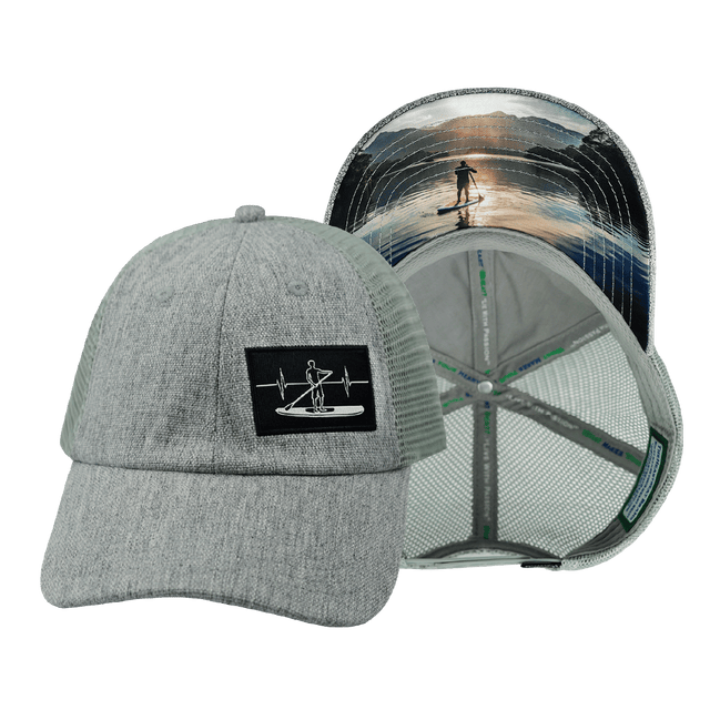 Paddle Board Hat, Dad Hat, Snapback, Gray Hemp, Gray, Mens Hat, Womens Hat, Main Picture