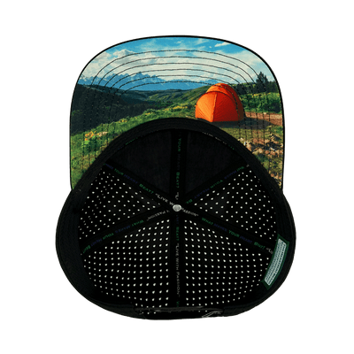 Camping Hat, Flat Bill, Snapback Hat, Black, Sage, Mens Hat, Womens Hat, Underbill Picture