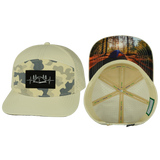 Camping Hat, Flat Bill, Snapback Hat, Cream, Soft Cream Camo, Mens Hat, Womens Hat, Main Picture 