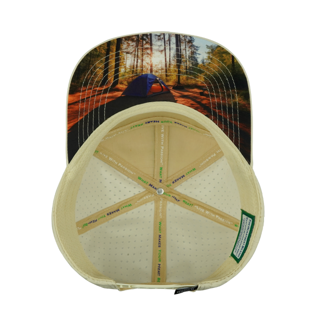 Camping Hat, Flat Bill, Snapback Hat, Cream, Soft Cream Camo, Mens Hat, Womens Hat, Underbill Picture 