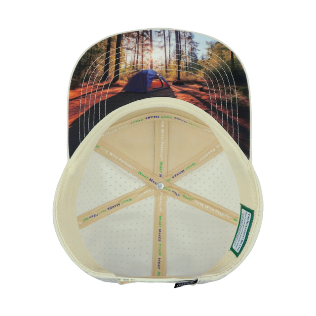 Camping Hat, Flat Bill, Snapback Hat, Cream, Soft Cream Camo, Mens Hat, Womens Hat, Underbill Picture