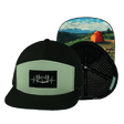 Camping Hat, Flat Bill, Snapback Hat, Black, Sage, Mens Hat, Womens Hat, Main Picture 