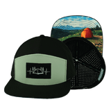 Camping Hat, Flat Bill, Snapback Hat, Black, Sage, Mens Hat, Womens Hat, Main Picture 