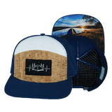 Camping Hat, Flat Bill, Snapback Hat, Cork, Navy, White, Mens Hat, Womens Hat, Main Picture 