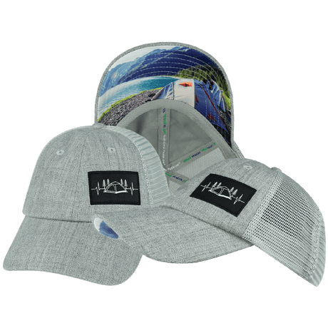Camping Hat, Low Profile, Dad Hat, Snapback Hat, Heather Gray, Gray, Mens Hat, Womens Hat, Main Picture 