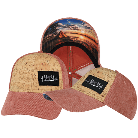 Camping Hat, Low Profile, Snapback Hat, Corduroy, Cork, Peach, Mens Hat, Womens Hat, Main Picture 