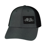 Camping Hat, Low Profile, Snapback Hat, Slate Gray, Black, Mens Hat, Womens Hat, Front Picture 