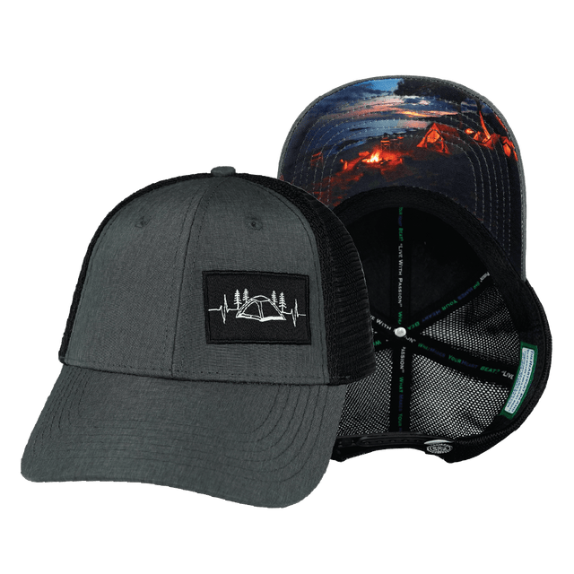 Camping Hat, Low Profile, Snapback Hat, Slate Gray, Black, Mens Hat, Womens Hat, Main Picture 