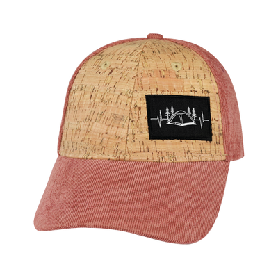 Camping Hat, Low Profile, Snapback Hat, Corduroy, Cork, Peach, Mens Hat, Womens Hat, Front Picture