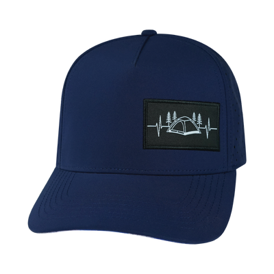Camping Hat, Trucker Hat, Snapback Hat, Royal Blue,  Mens Hat, Womens Hat, Front Picture