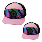 Color Vibes Hat Bundle, Flat Bill, Snapback Hat, Aurora, Pink. Black, Mens Hat, Womens Hat, Front Picture