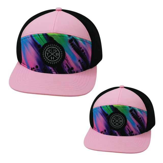 Color Vibes Hat Bundle, Flat Bill, Snapback Hat, Aurora, Pink. Black, Mens Hat, Womens Hat, Front Picture