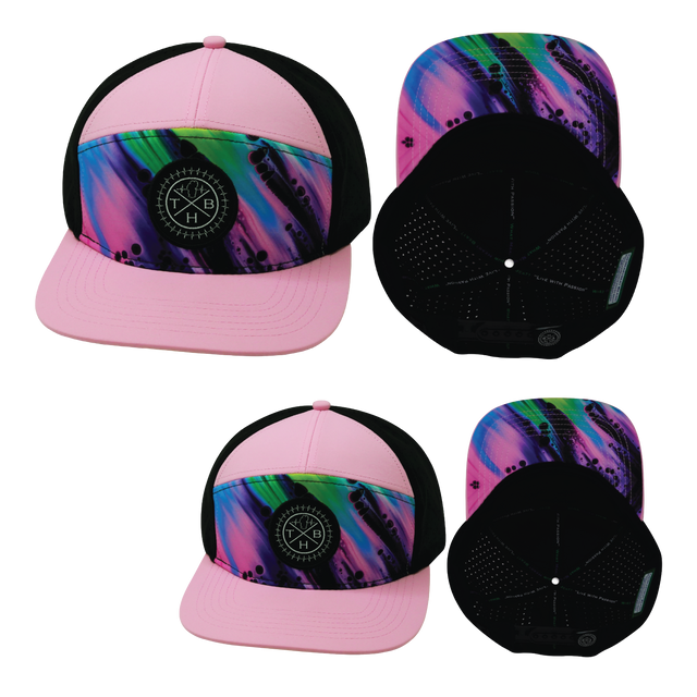 Color Vibes Hat Bundle, Flat Bill, Snapback Hat, Aurora, Pink. Black, Mens Hat, Womens Hat, Main Picture