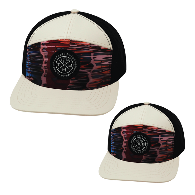 Color Vibes Hat Bundle, Flat Bill, Snapback Hat, Art Deco, Cream, Black, Mens Hat, Womens Hat, Front Picture