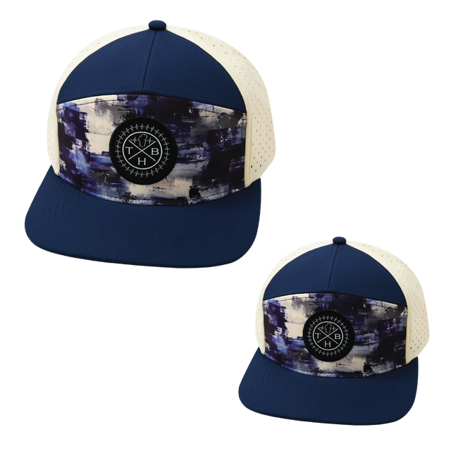 Color Vibes Hat Bundle, Flat Bill, Snapback Hat, Artist Flow, Navy, Cream, Mens Hat, Womens Hat, Front Picture