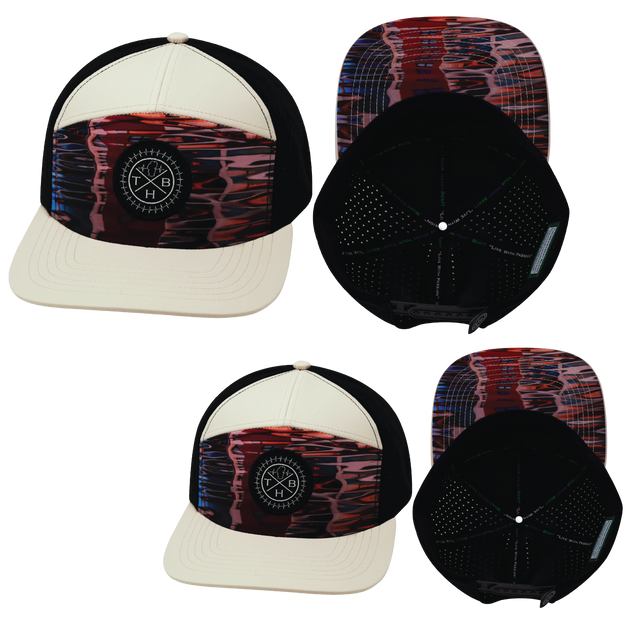 Color Vibes Hat Bundle, Flat Bill, Snapback Hat, Art Deco, Cream, Black, Mens Hat, Womens Hat, Main Picture