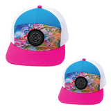 Color Vibes Hat Bundle, Flat Bill, Snapback Hat, Candy Land, Neon Pink, Neon Blue, White, Mens Hat, Womens Hat, Front Picture  