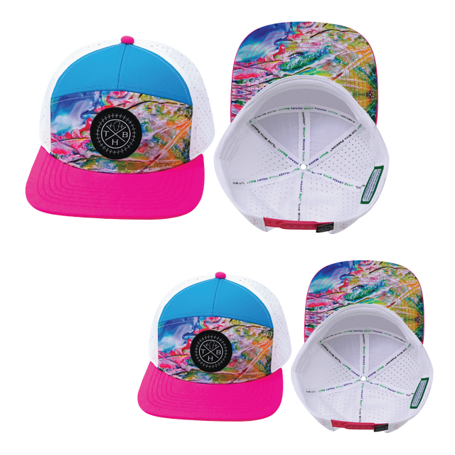 Color Vibes Hat Bundle, Flat Bill, Snapback Hat, Candy Land, Neon Pink, Neon Blue, White, Mens Hat, Womens Hat, Main Picture  