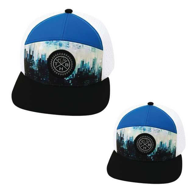 Color Vibes Hat Bundle, Flat Bill, Snapback Hat, City Drip, Black, Blue, White, Mens Hat, Womens Hat, Front Picture 