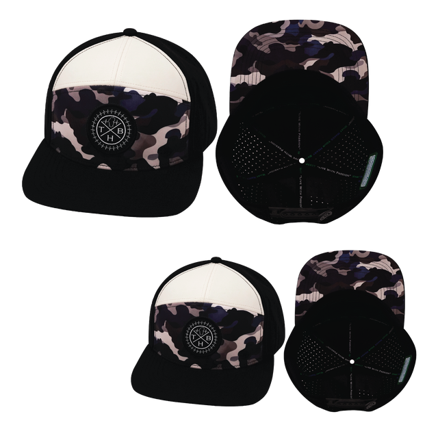 Color Vibes Hat Bundle, Flat Bill, Snapback Hat, Desert Night Camo, Black, Cream, Mens Hat, Womens Hat, Main Picture 