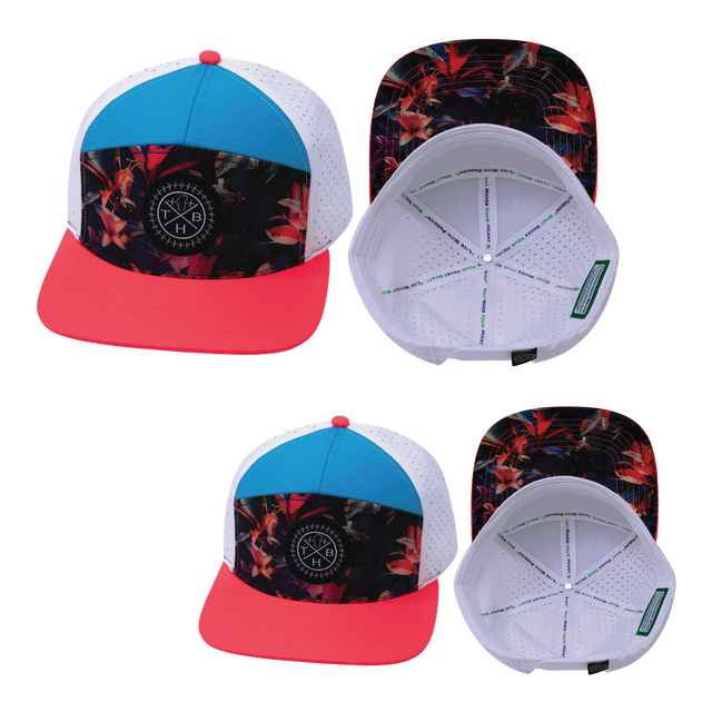 Color Vibes Hat Bundle, Flat Bill, Snapback Hat, Electric Eden, Neon Peach, Neon Blue, White, Mens Hat, Womens Hat, Main Picture 