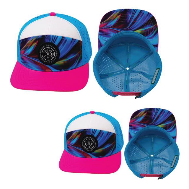 Color Vibes Hat Bundle, Flat Bill, Snapback Hat, Feather Glow, Neon Pink, White, Neon Blue, Mens Hat, Womens Hat, Main Picture 