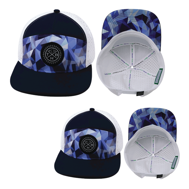 Color Vibes Hat Bundle, Flat Bill, Snapback Hat, Geo Blue, Navy, White, Mens Hat, Womens Hat, Main Picture 