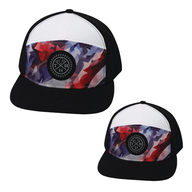 Color Vibes Hat Bundle, Flat Bill, Snapback Hat, Geo Flag, Black, White, Mens Hat, Womens Hat, Front Picture 