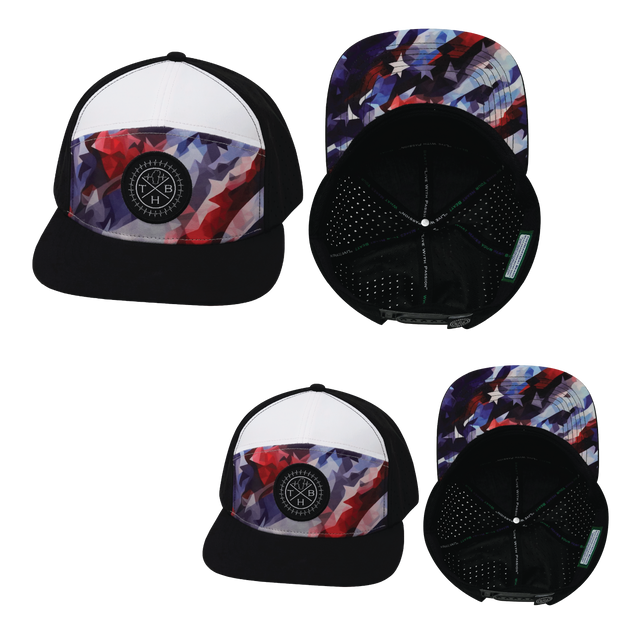 Color Vibes Hat Bundle, Flat Bill, Snapback Hat, Geo Flag, Black, White, Mens Hat, Womens Hat, Main Picture 