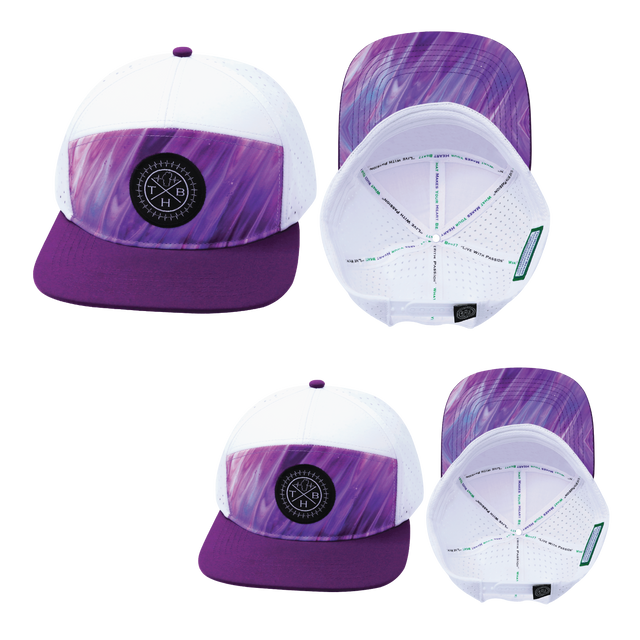 Color Vibes Hat Bundle, Flat Bill, Snapback Hat, Purple Glaze, Purple, White, Mens Hat, Womens Hat, Main Picture