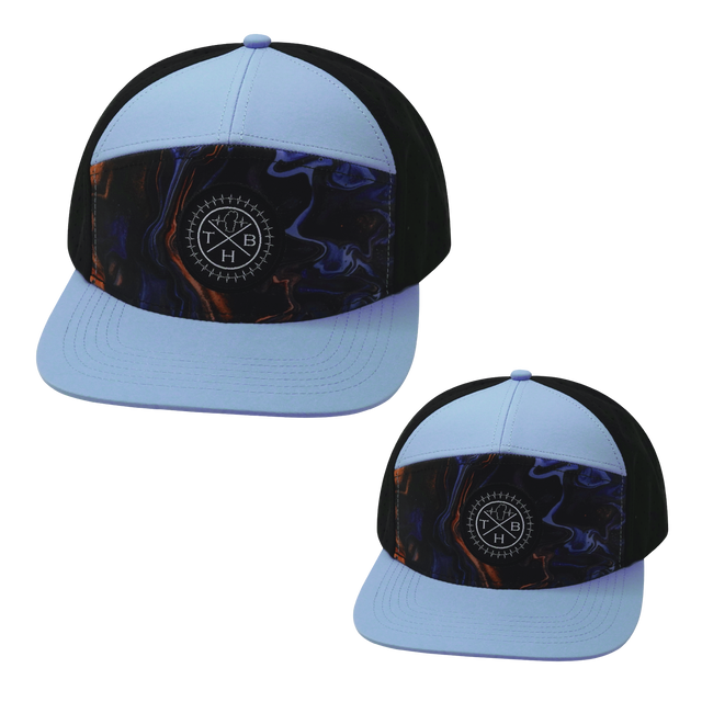 Color Vibes Hat Bundle, Flat Bill, Snapback Hat, Midnight Mirage, Baby Blue, Black, Mens Hat, Womens Hat, Front Picture