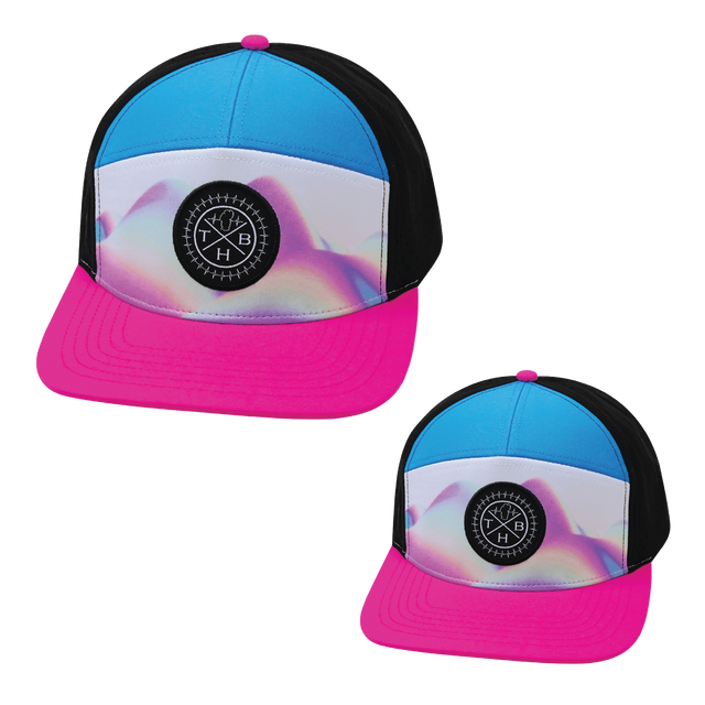  Color Vibes Hat Bundle, Flat Bill, Snapback Hat, Holograph, Neon Pink, Neon Blue, Black, Mens Hat, Womens Hat, Front Picture