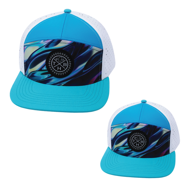 Color Vibes Hat Bundle, Flat Bill, Snapback Hat, Molten Dream, Neon Green Blue, Neon Blue, White, Mens Hat, Womens Hat, Front Picture 