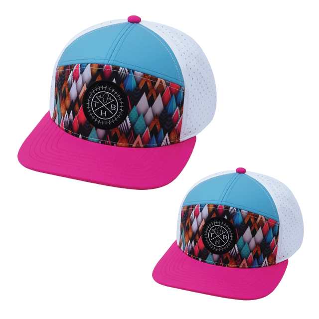 Color Vibes Hat Bundle, Flat Bill, Snapback Hat, Neon Peaks, Neon Pink, Neon Green Blue, White, Mens Hat, Womens Hat, Front Picture