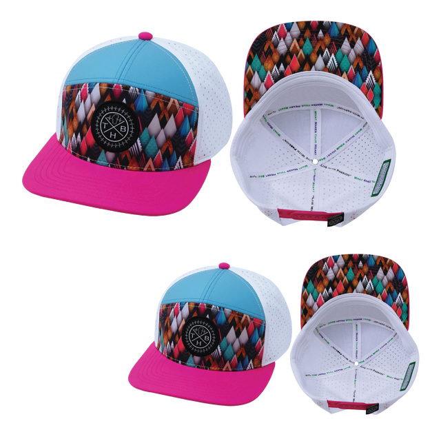 Color Vibes Hat Bundle, Flat Bill, Snapback Hat, Neon Peaks, Neon Pink, Neon Green Blue, White, Mens Hat, Womens Hat, Main Picture