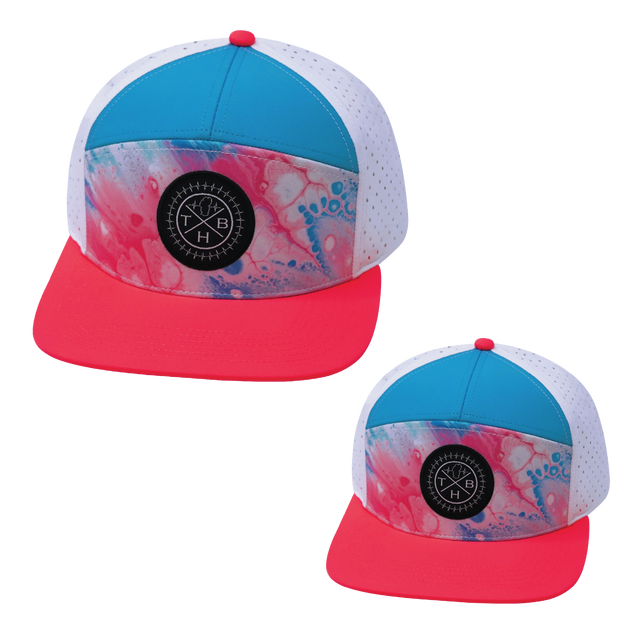 Color Vibes Hat Bundle, Flat Bill, Snapback Hat, Pixi Dust, Neon Peach, Neon Blue, White, Mens Hat, Womens Hat, Front Picture 